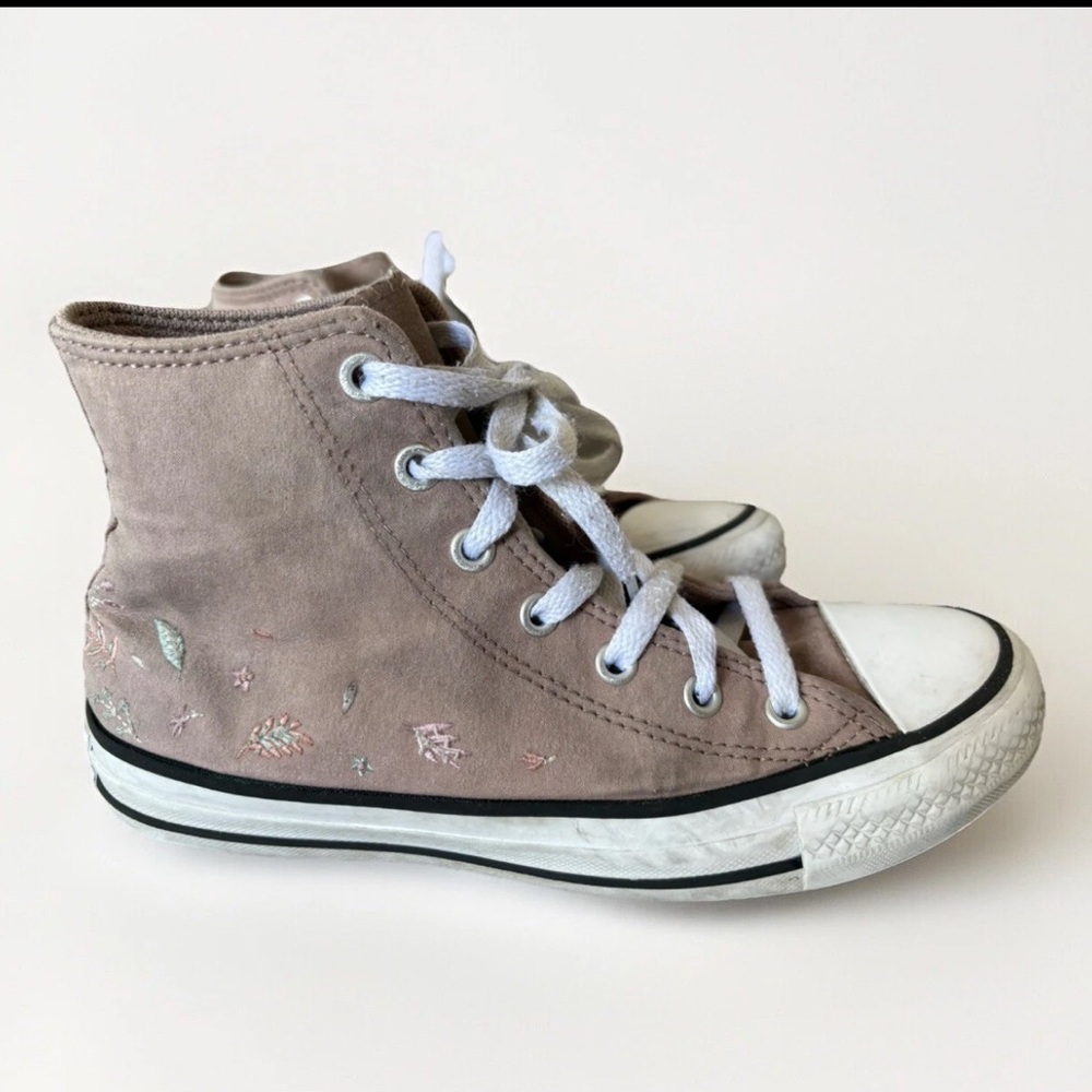 Converse Dusty Rose Faux Suede Embroidered Floral High Hi-Top - Picture 5 of 7